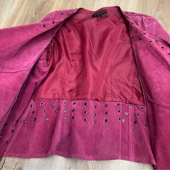 Bagatelle Pink Studded Suede Leather Jacket - Picture 7 of 13